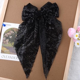 Large Red Hair Bows Sequin Hair Clip for Girls Women Bow Hair Barrette for Fine Thick Hair Bowknot Hair Clips for Styling Christmas Hair Accessories Bow Hair Slide Sparkly Hairpin for Christmas