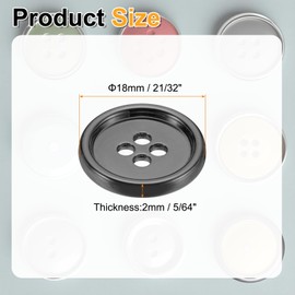 sourcing map 10pcs Metal Sewing Button, 18mm 4-Hole Round Suit Shirts Coats Clothes Sewing Buttons for Decoration Craft, Gunmetal