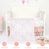 GFU Crib Bedding Set for Girls 4-Piece, Bow Baby Girl