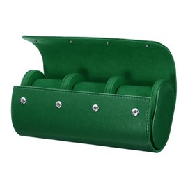 sourcing map Watch Roll Travel Case 3 Slots Portable Leather Watch Cases for Men and Women, Watches Storage Organizer with Removable Pillows for Traveling, Display, Home Storage, Green