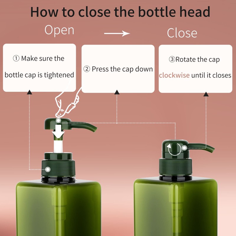 Pump Bottle Dispenser 22oz/650ml Jansburg 2Pack Refillable Square Plastic Lotion