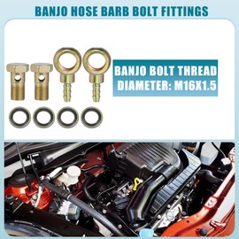 X AUTOHAUX M16x1.5 8mm Banjo Hose Barb Bolt Fittings Adapter for Car (Set of 2)