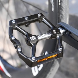 CXWXC Bicycle Pedals, Flat Pedals, for Road Bikes, Cross Bikes, MTB, etc., with Reflector, Aluminum (CX-930_GR)