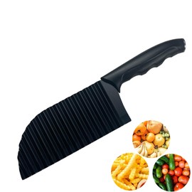 woojfcang Crinkle Cutter, Potato Cutter, Wavy Blade Vegetable Slicer, Stainless Steel Chipper Chopper for French Fries, Veggies, Salad, Carrot & Onions,Crinkle Chip Cutter Cutting Tool