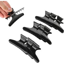 Pinzas de mariposa, 12 pinzas para el pelo de salón, pinzas para peluquería, herramienta de peluquería para peinar, seccionar, cortar y colorear (negro)