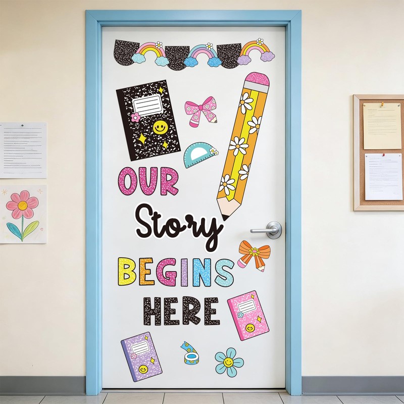 Classroom Door Cover Decoration Sticker, Our Story Begins Here Window