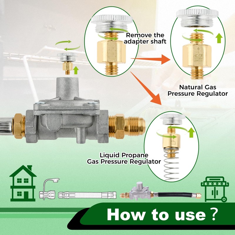 Natural Gas/Propane Grill Conversion Kits, Pressure Regulator Valve with Orifice