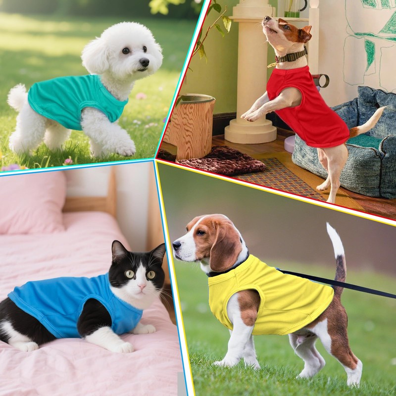 Scheppend 7 Pcs Small Dog Shirts,Solid Puppy Tanks Top,Lightweight and