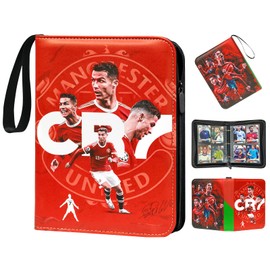 Oirigaga Football Trading Card Album for 400 Cards, 4 Pockets, Football Cards, Collector's Album with Zip, Carry Handle, 50 Sleeves, 3-Ring Sports Cards, Book Folder