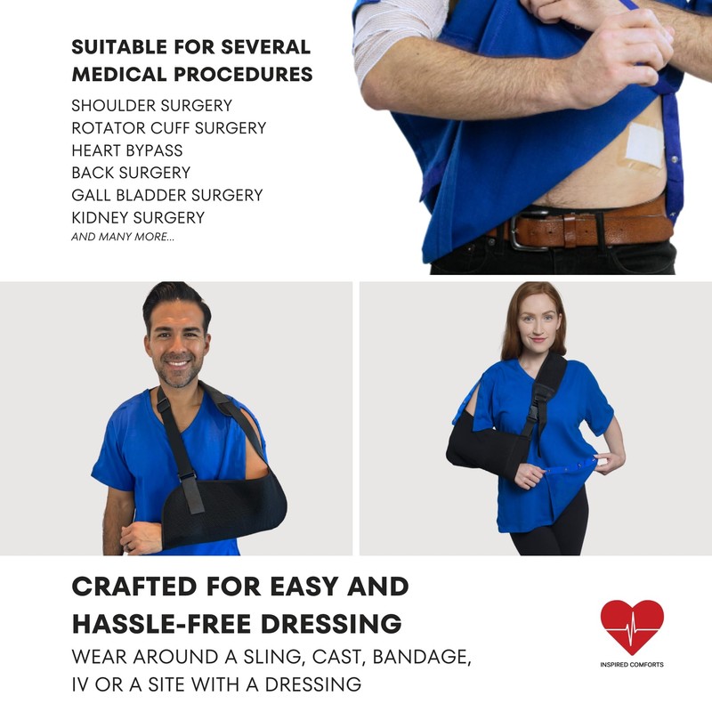 Inspired Comforts Camisa posoperatoria con Discreto Acceso a presión Lateral