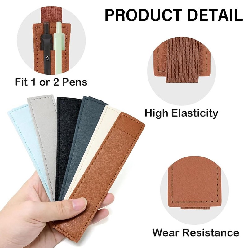 WUSJCOF 7PCS Selbstklebender Lederstifthalter, PU Leder Pen Holder, Stiftschlaufe Selbstklebend