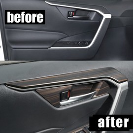 ERIDANUS Auto Accessories Fit for RAV4 2024 2023 2022 2021 2020 2019 Interior Door Molding Strip Decor Trim (Peach Wood Style) ABS 4 PCS