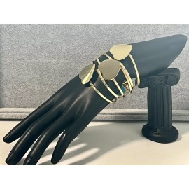 Unbranded 3 Vintage Gold Heart Old Stock Bracelet Blanks Spring Loaded Lot DIY Craft Lot