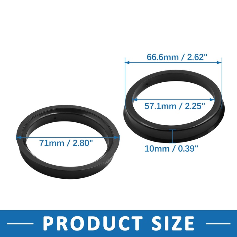 A ABSOPRO Car Hubcentric Rings 66.6 to 57.1mm Plastic (Set