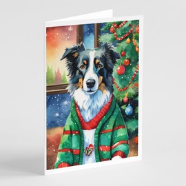 Caroline's Treasures Border Collie Christmas Greeting Cards Pack of 8 Blank Cards with Envelopes Whimsical A7 Size 5x7 Blank Note Cards