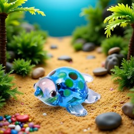 Hand Blown Glass Turtle Figurines,Handmade Tortoise Mini Exquisite Animal Statue Glass Crafts for Home Decor,Aquarium Landscaping Glass Figurines,Crafts Collection,Collectible Figurines (White)