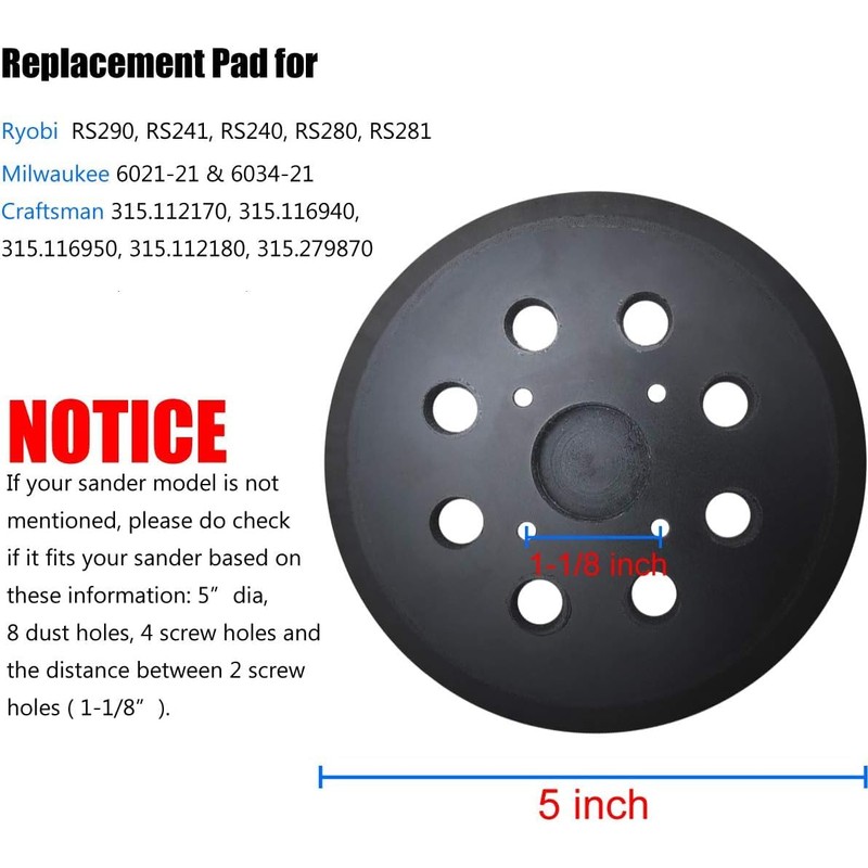 2 Pack 5" Universal Hook and Loop Orbital Sander Pad