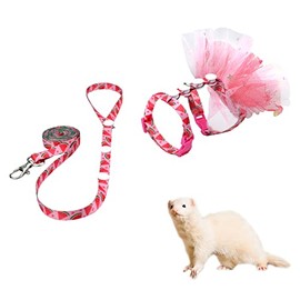 Ferret Harness and Leash Walking Vest Harness with Tutu Skirt Dress for Ferret Rat Hamster Small Pet Outdoor Vest