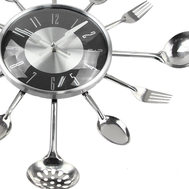 Timelike Wall Clock, 18" Metal Kitchen Cutlery Utensil Spoon Fork