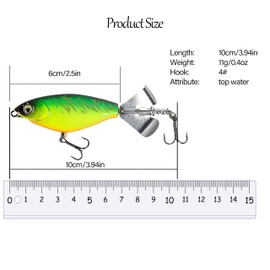 Hviomru's - Señuelo de pesca Whopper para pesca de bajo popper, con ganchos giratorios flotantes, para pesca de agua dulce y agua salada, kit de señuelos de pesca de agua dulce, B