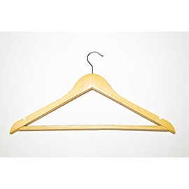 Nordwerk Wooden Hanger with Slip Brake. Coat Hangers with Non-Slip Trouser Bar Professional Quality