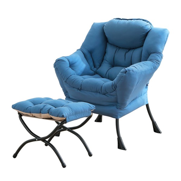 Tiita Lazy Chair with Ottoman, Modern Large Accent Lounge Chair,