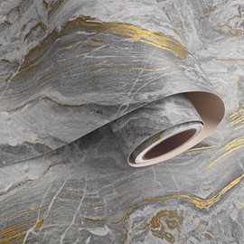 VaryPaper 15.7''x78.7'' Matte Marble Countertop Contact Paper Waterproof Grey Marble Wallpaper Peel and Stick Counter Top Covers for Kitchen Removable Self Adhesive Marble Vinyl for Table Desk Shelves