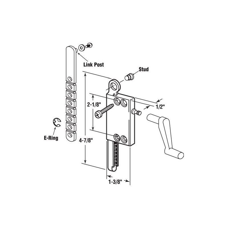 Prime-Line R 7015 Louvre Window Operator Assembly, Side Mount, Diecast