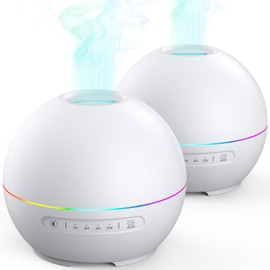 THIMONES 2 Pack Essential Oil Diffuser for Home - 200ml Aromatherapy Diffuser Humidifier with 4 Timers & 7 Colors Night Lights, 20dB Quiet Working for 10 Hours, Auto Shut-Off