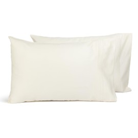 Fishers Finery 100% Egyptian Cotton Pillowcases - Breathable and Soft Hotel Quality - Luxurious 500 Thread Count Long-Staple Pure Cotton with Sateen Weave (Ivory,SQ,2Pack)