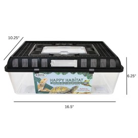 Happy Habitat (Large) - Ventilated Enclosure & Breeder Box - for Live Feeder Insects, Reptiles, Amphibians & Other Small Pets - Durable Plastic Portable Terrarium