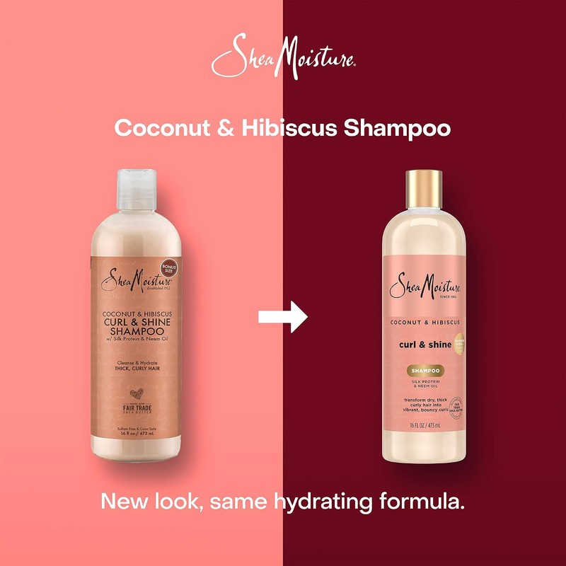 SheaMoisture Coconut & Hibiscus Curl & Shine Shampoo, 16 Ounce