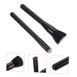 Baluue 2pcs Double-layer Fiber Blush Highlight Makeup Brush Flat-head Design for Easy Application Lightweight and Portable for Travel for Blush and Powder Makeup