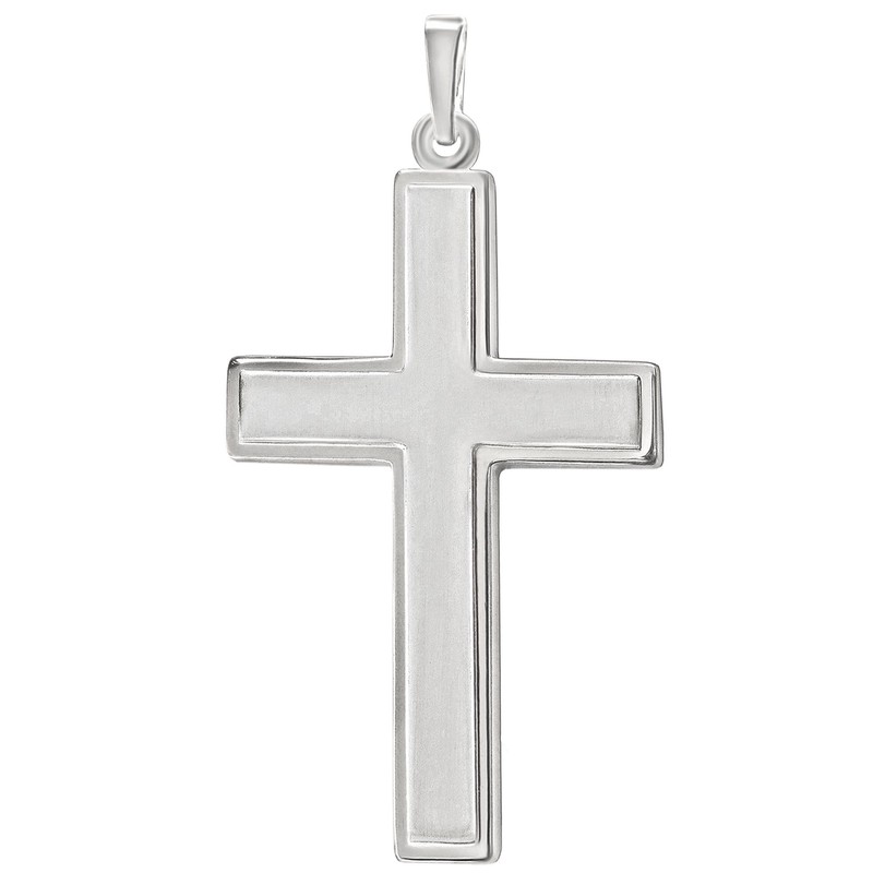 CLEVER SCHMUCK Set Silver Large Men's Cross 32 mm Inside