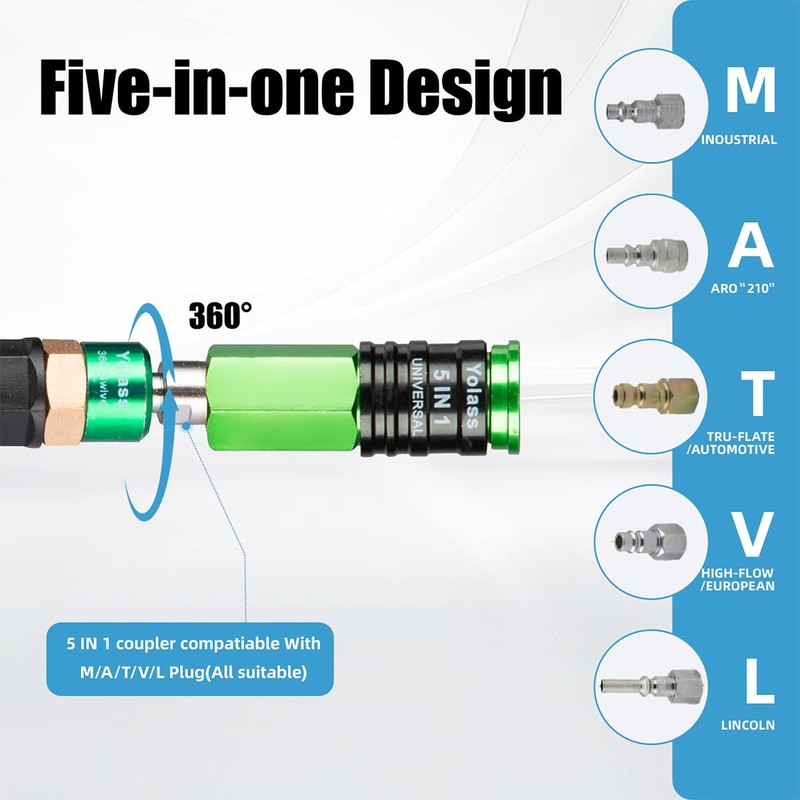Yolass Air Compressor Hose 1/4”x 100 ft Bule Transparent Flexible