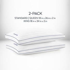 Thomasville 400 Thread Count Cotton Damask Stripe Hotel Style Bed Pillow, King (U.S. Standard), White 2