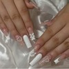 Valentines Press on Nails Long Heart Fake Nails Square False