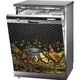 Rooster Farm Kitchen Décor Magnetic Dishwasher Cover, Reusable Decal for Front Panel, Decorative Dishwasher Magnet Cover, 23.5” x 26”