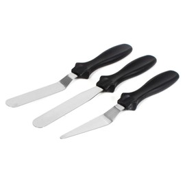 CHICIRIS espatulas reposteria, juego de 3 piezas acero inoxidable de calidad alimentaria Espátulas para Pasteles, Espátula para Crema, espátula para hornear, para tartas, postres (Negro)