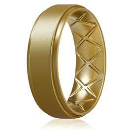 Egnaro Inner Arc Ergonomic Breathable Design, Silicone Rings Mens with Half Sizes, 7 Rings / 6 Rings / 5 Rings / 4 Rings / 1 Ring Rubber Wedding Bands, 8.5mm Wide-2mm Thick