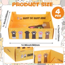 4 Pcs Disposable Litter Box for Cats, 14.96 x 11.8 x 4.7 Inch Travel Litter Boxes for Cat, Double Layer Foldable Paper Prefilled Portable Litter Tray for Cats, Small Kitty Pets Animals Travel Needs