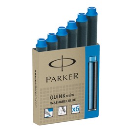 Parker Tintenpatrone Quink Mini Packung mit 6 Stück, blau