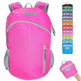 BEMYGREENBAG 35L Foldable Waterproof Backpack For Outdoor Sports With Inside Wet Clothes Compartment Packable For Multiple Uses Ultra Lightweight Ideal For Hiking Men And Women Travel(Fushia)