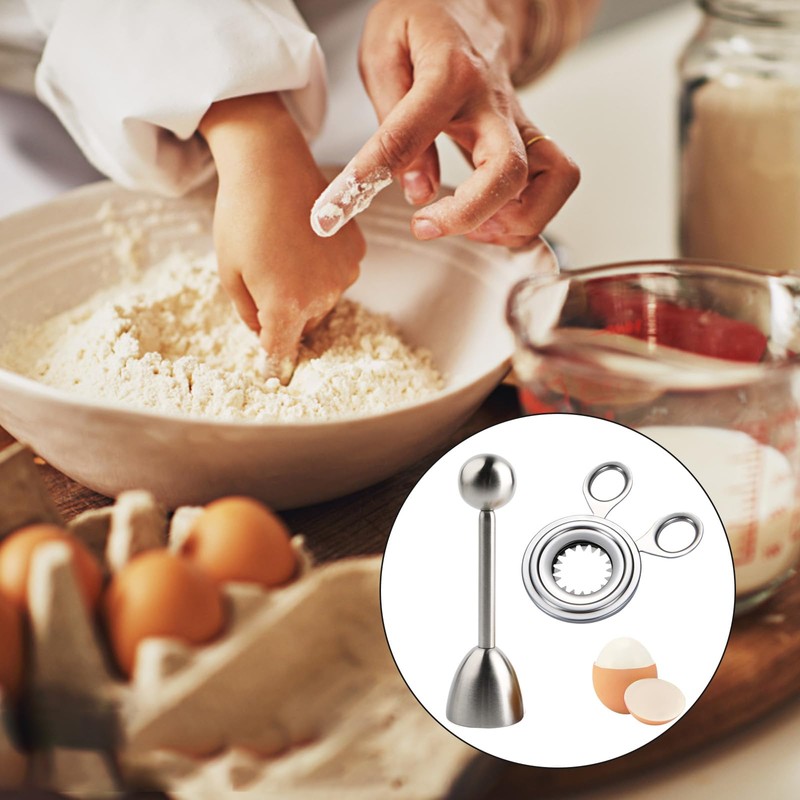 Pack of 2 Egg Toppers Stainless Steel and Egg Opener,