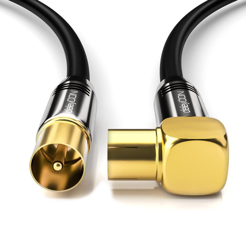 Deleycon TV Cable - Straight Plug / Socket 90° -