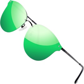ATTCL Metal UV Protection Mirrored Lens Polarized Sunglasses For Women (Green 1155)