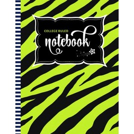 College-Ruled Notebook: Large 8.5x11 Composition Book / 100 Sheets (200 Pages) / Numbered Pages / Note Taking Gift For Back To School - Writing / Neon Lime Green Black - Abstract Zebra Animal Print