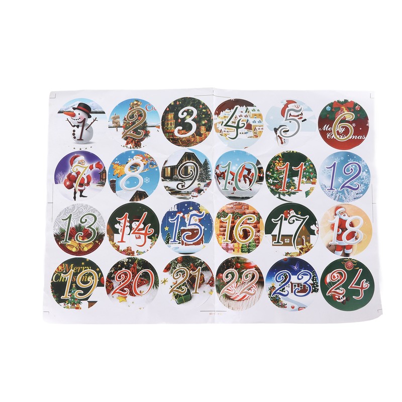24PCS Drawstring Christmas Bag Lucky Number Gift Bag Christmas Sack