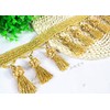 Yalulu 4 Yards Beads Hanging Ball Tassel Fringe Trim Fabric