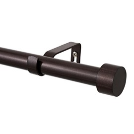 WL.Rocaille 3/4 Inch Curtain Rods Single Window Rod 30-84 Inches, with Aluminium Finials, Brown Drapery Rod
